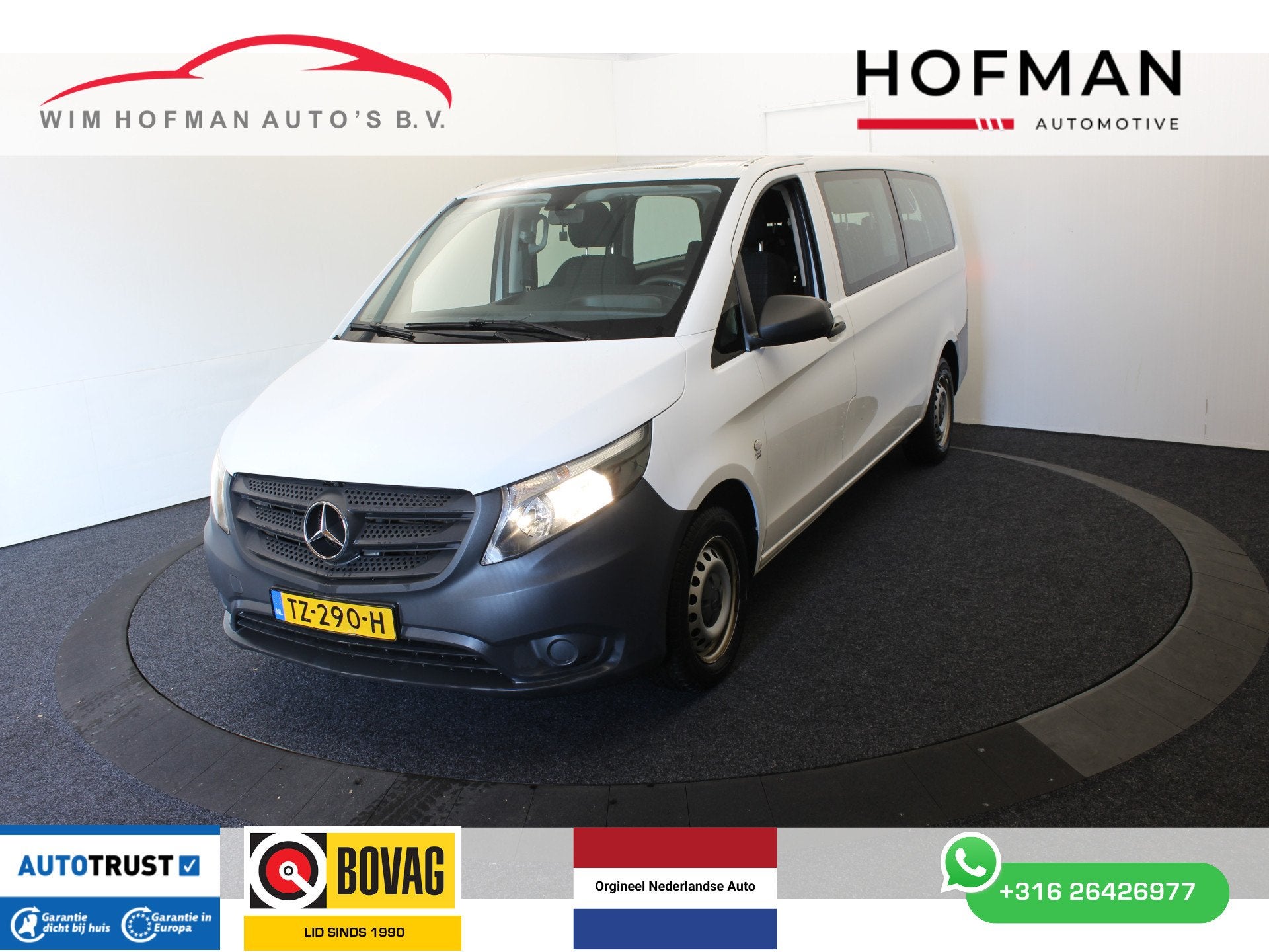 Mercedes-Benz Vito Tourer Extra Lang 9 Pers Airco BPM-Vrij e, Auto's, Stof, Gebruikt, Wit, Origineel Nederlands