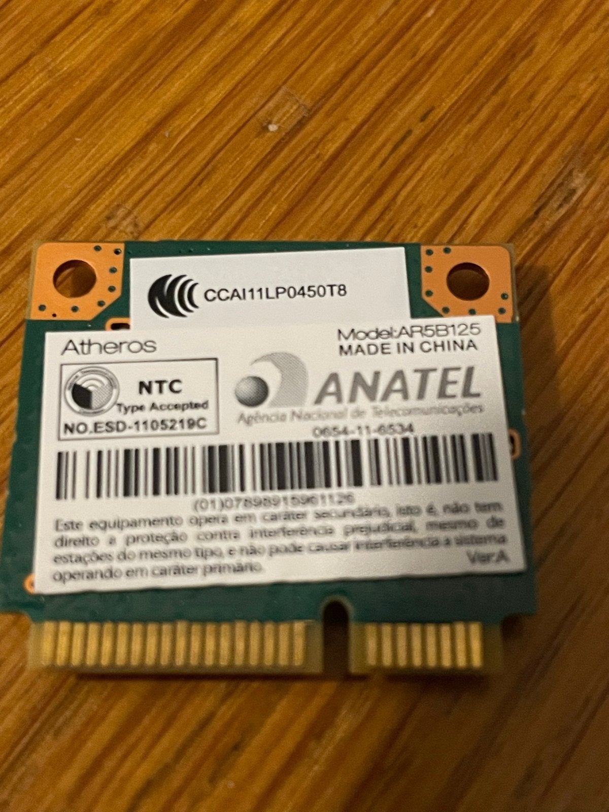 Qualcomm Atheros AR5B125 WiFi-kaart (Half-Mini PCIe), Computers en Software, Ophalen of Verzenden, Gebruikt, Intern