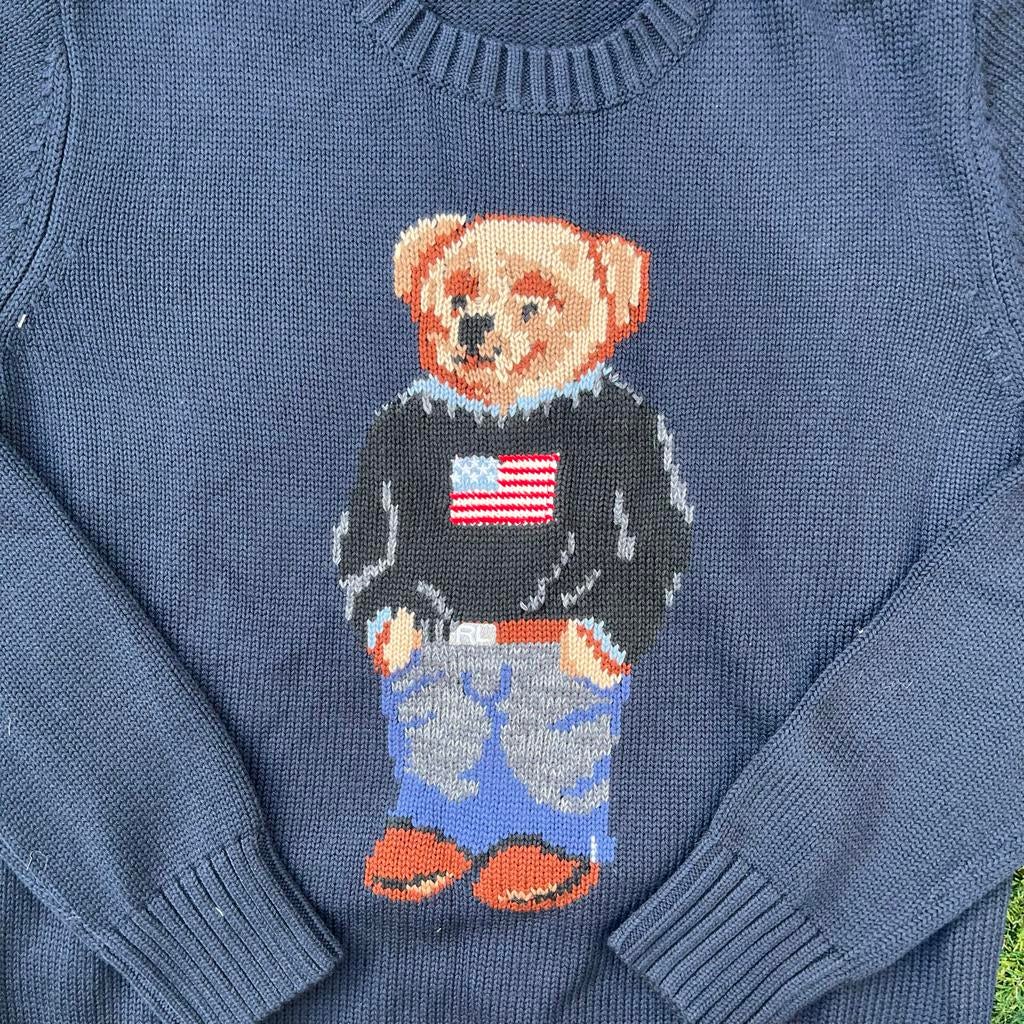 ralph lauren bear sweater navy  - maat s, Kleding | Dames, Truien en Vesten, Ophalen of Verzenden, Zo goed als nieuw, Maat 36 (S)