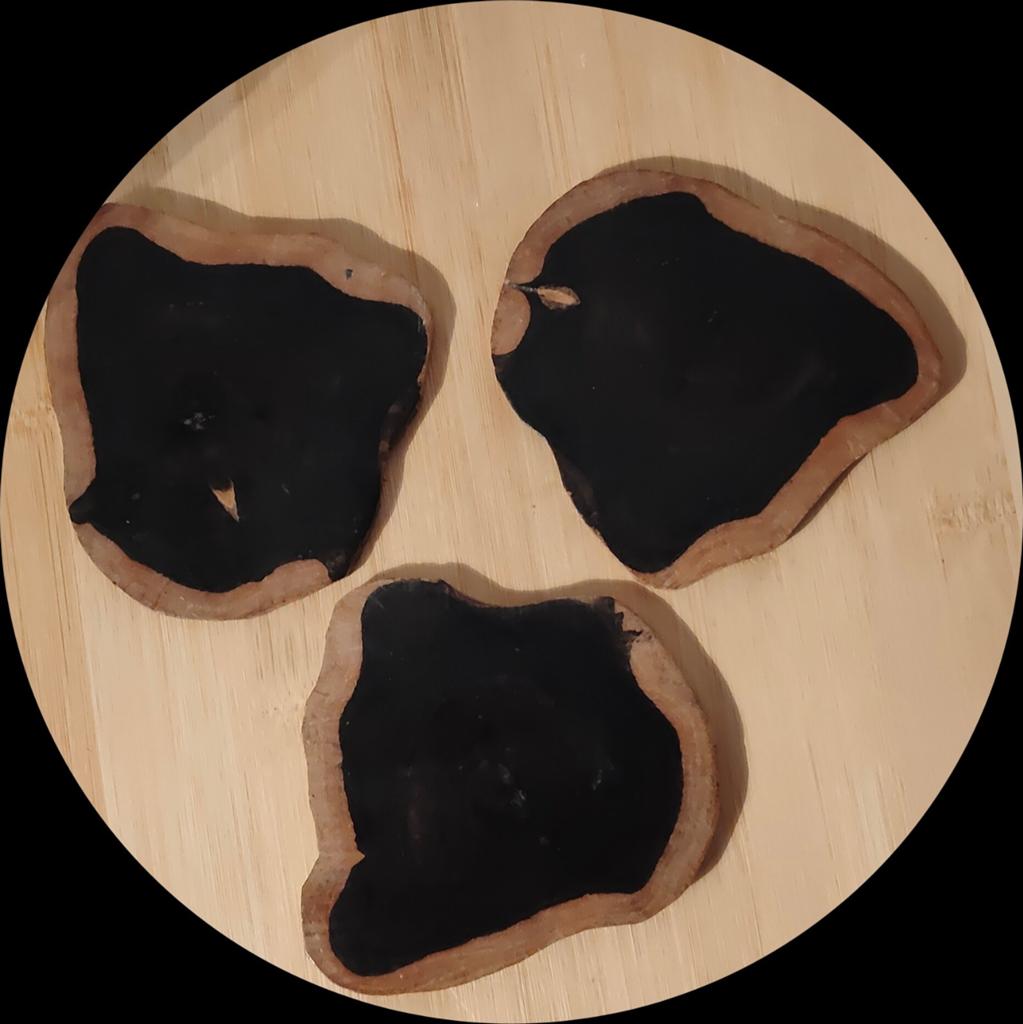 Grenadille of ebben-houten onderzetters. 3 stuks., Ophalen of Verzenden, Glas of Kopje