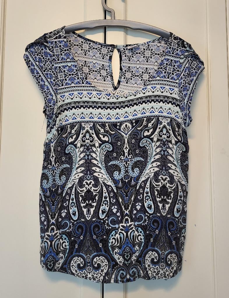 Saint Tropez top, shirt, wit, blauw, maat M, Maat 38/40 (M), Blauw, Ophalen of Verzenden, Zo goed als nieuw