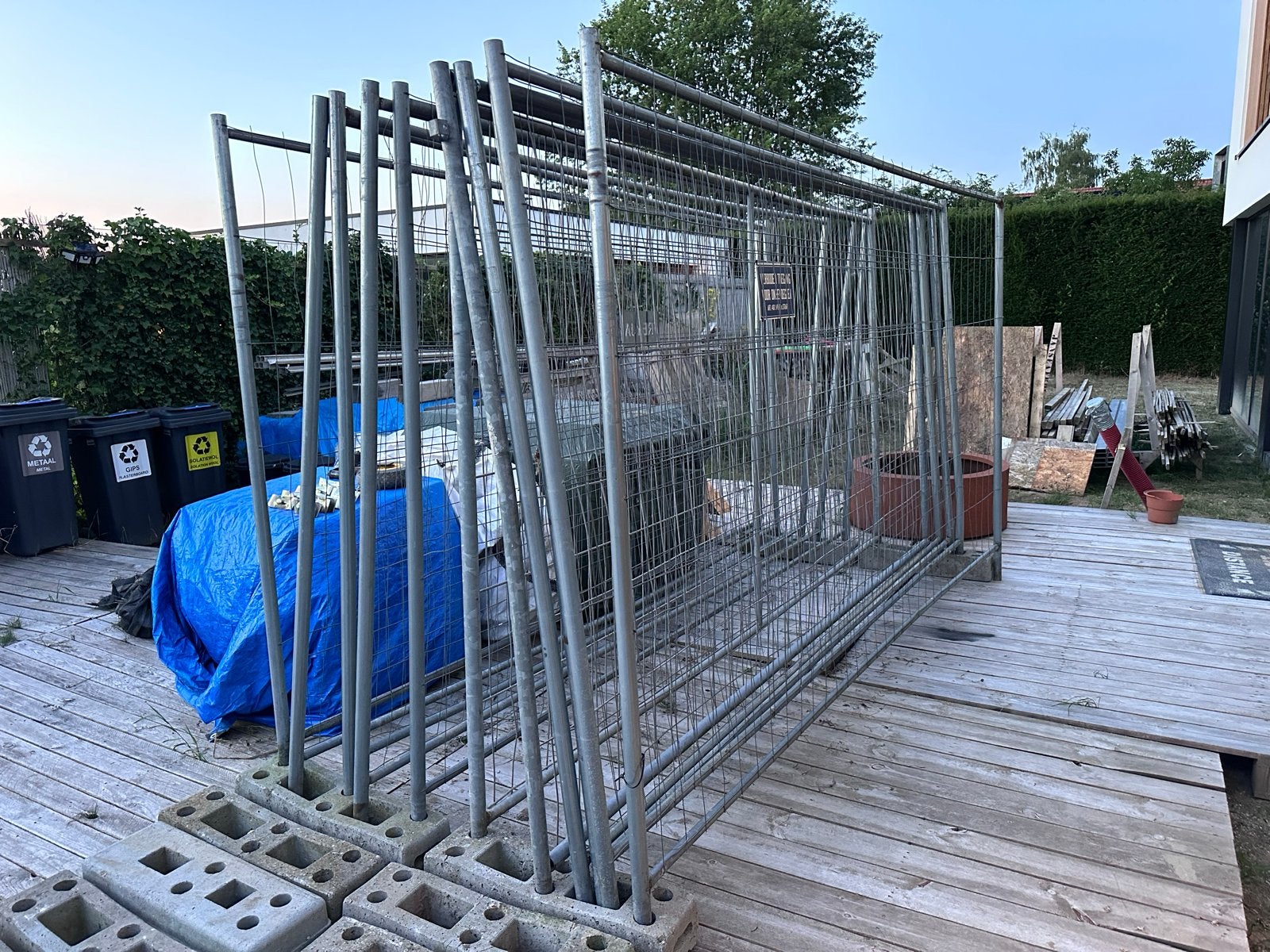 Bouwhekken set met looppoort, voeten, klemmen en bordje, Ophalen, Gebruikt, Overige typen, Minder dan 2 meter