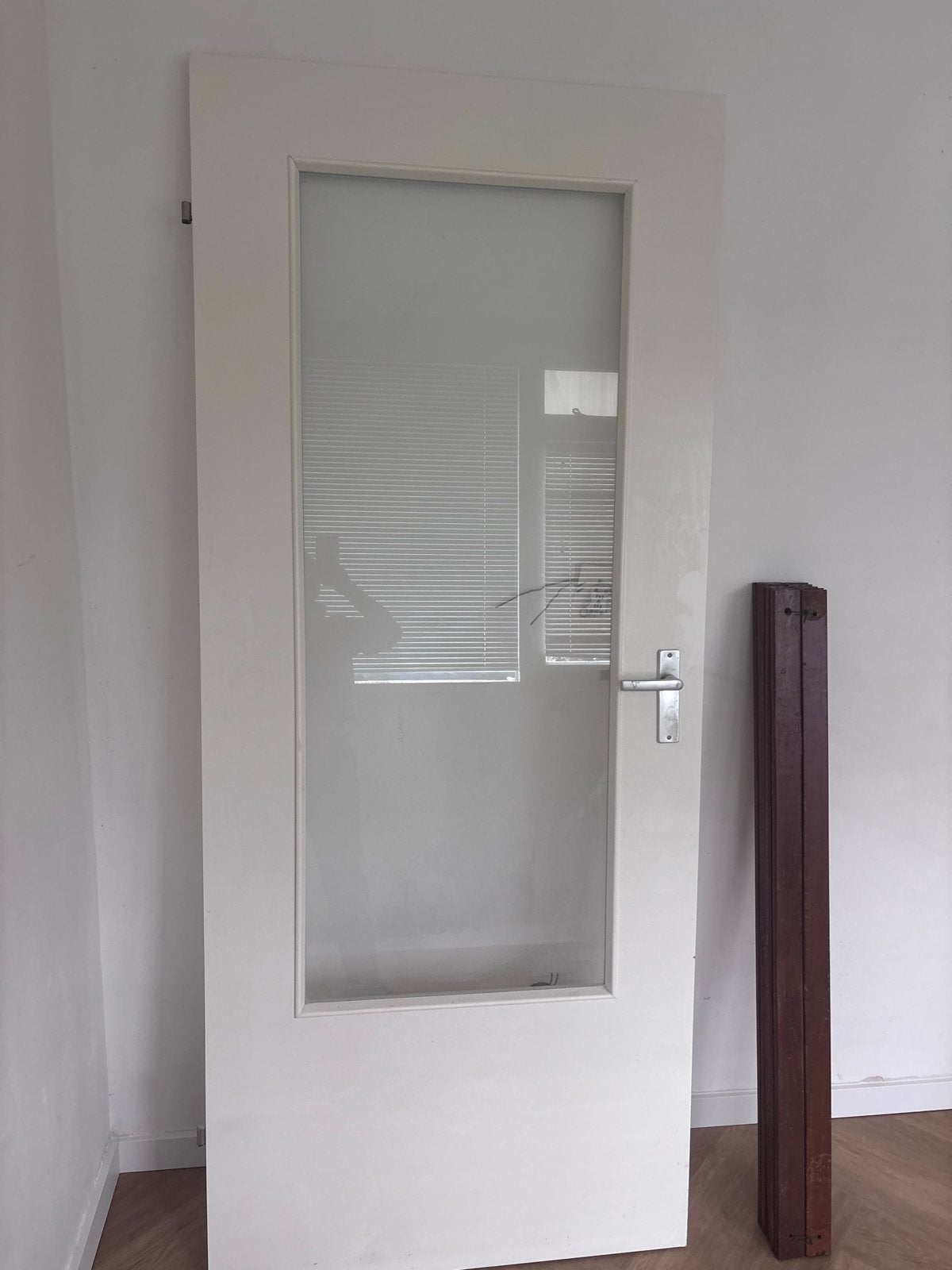 Binnendeur met glas, wit, 201,50x85,50cm, Doe-het-zelf en Verbouw, Ophalen, Gebruikt, 80 tot 100 cm, Binnendeur