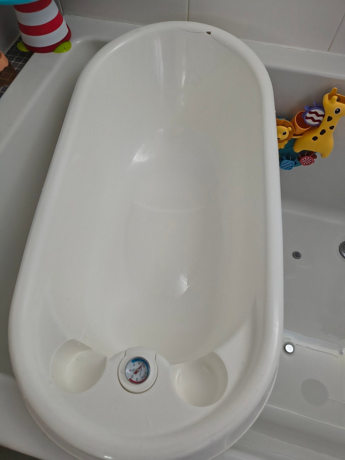 babybadje met rekje, Ophalen, Gebruikt