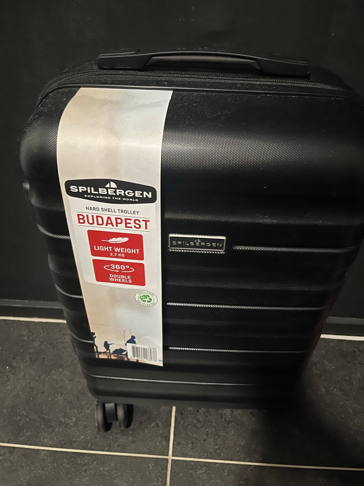 Spilbergen Budapest Hard Shell Trolley 39 L  - Zwart, Wieltjes, 40 tot 60 cm, 20 tot 30 cm, Zwart