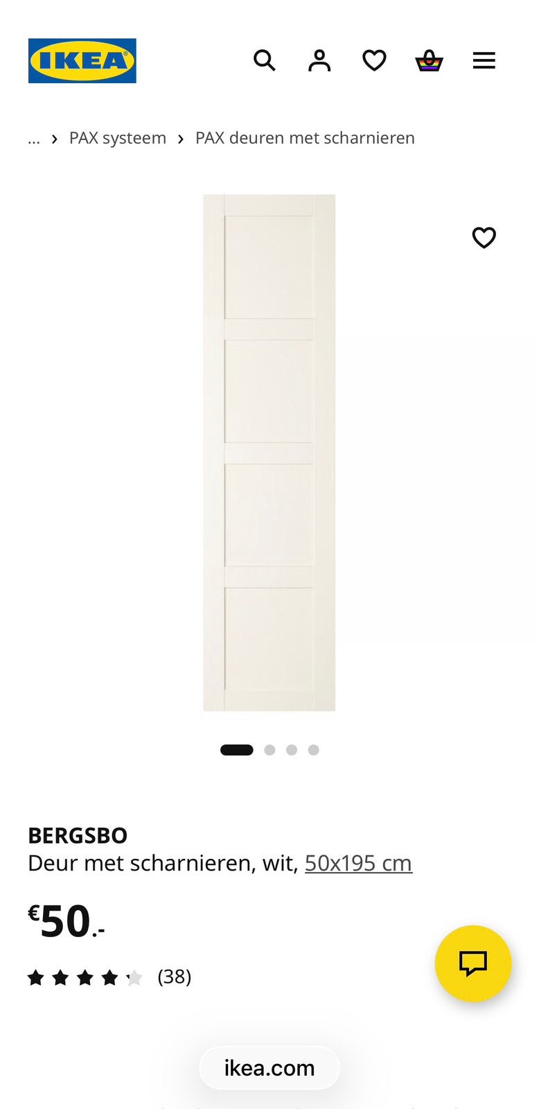 Bergsbo - IKEA pax deuren, Ophalen, Zo goed als nieuw, 50 tot 100 cm, 200 cm of meer