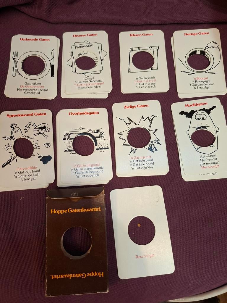 Hoppe Gaten Kwartet - Compleet Vintage Spel met Reserve Gat, Ophalen of Verzenden
