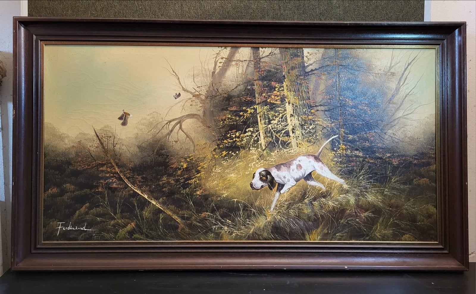 Schilderij Ferdinand - Jachthond in het bos, Ophalen of Verzenden