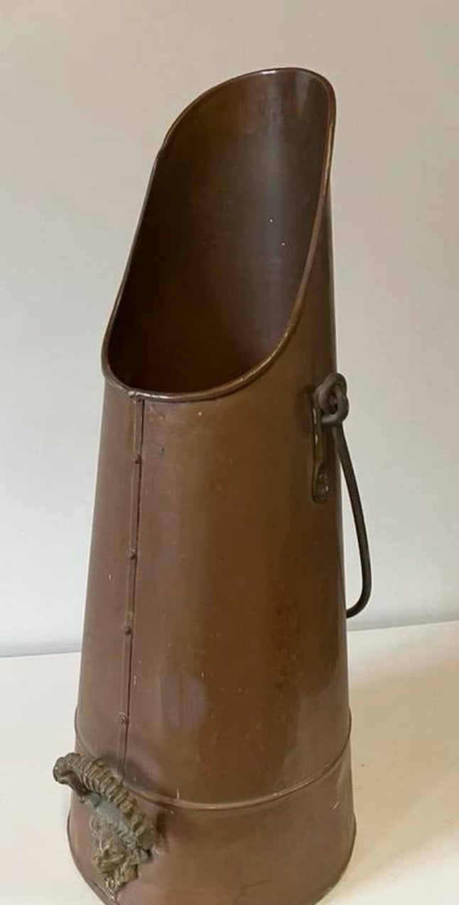 Antieke Koperen Kolenkit met Handvat, Ophalen, Koper