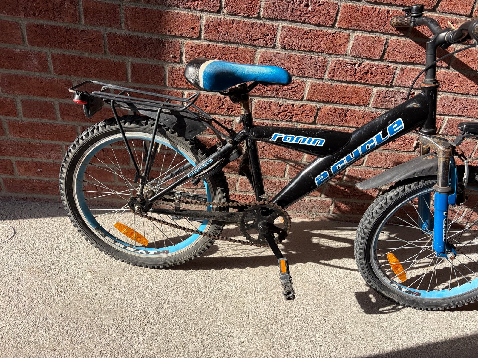 Zwarte Ronin 2 Cycle kinderfiets 20 inch met blauwe accenten, Gebruikt, Velgrem, Minder dan 49 cm, Ophalen