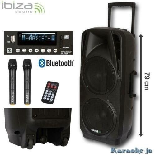 IBIZA PORT225VHF-BT Mobiel geluidsysteem met 2 vhf microfoon, Overige merken, ., Overige typen, Nieuw