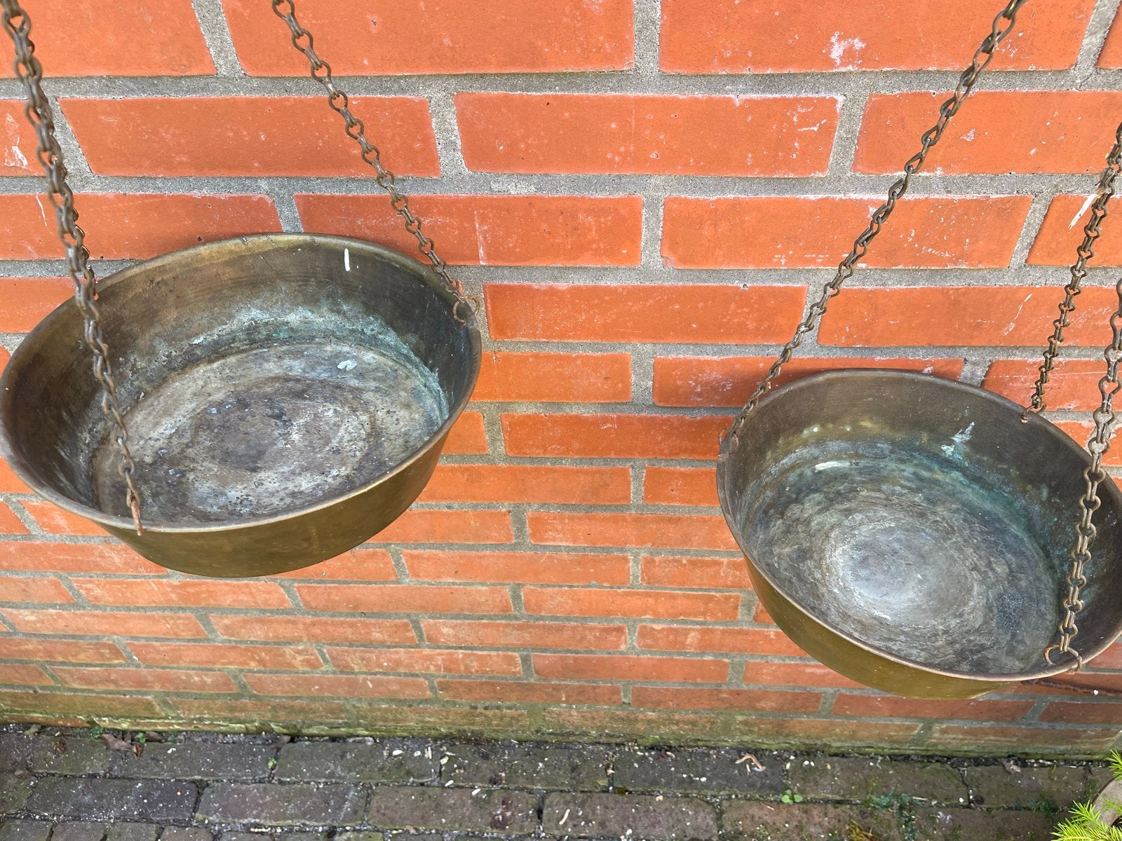 Antieke koperen balansweegschaal - 2 kg, Ophalen