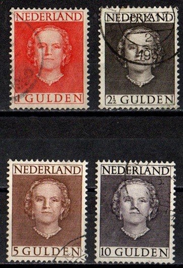 Nederland nr. 534-537 Koningin Juliana “En Face” gestempeld, Postzegels en Munten, Postzegels | Nederland, Verzenden, Na 1940