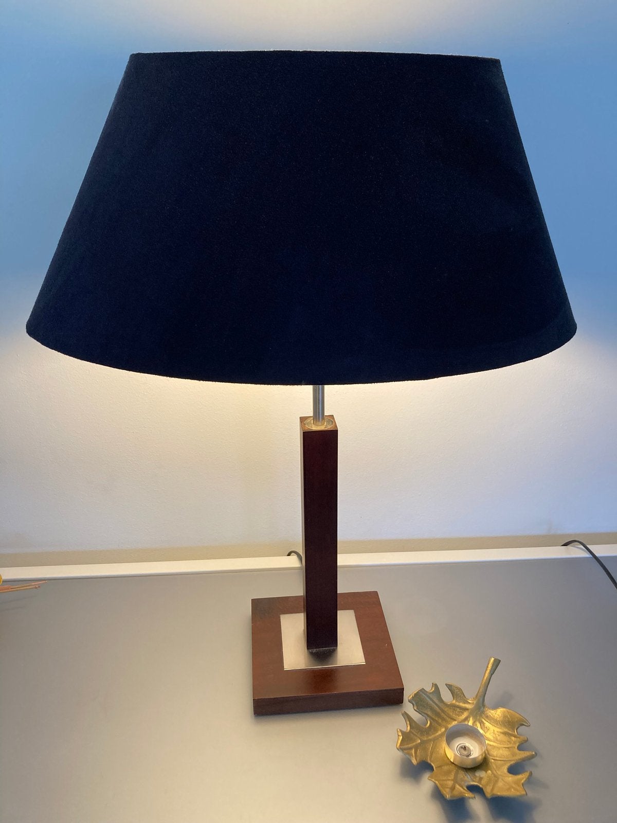 Tafellamp met houten+rvs.prijs €10,-/klein lampje prijs€3,-, Huis en Inrichting, Lampen | Tafellampen, Ophalen of Verzenden, Zo goed als nieuw