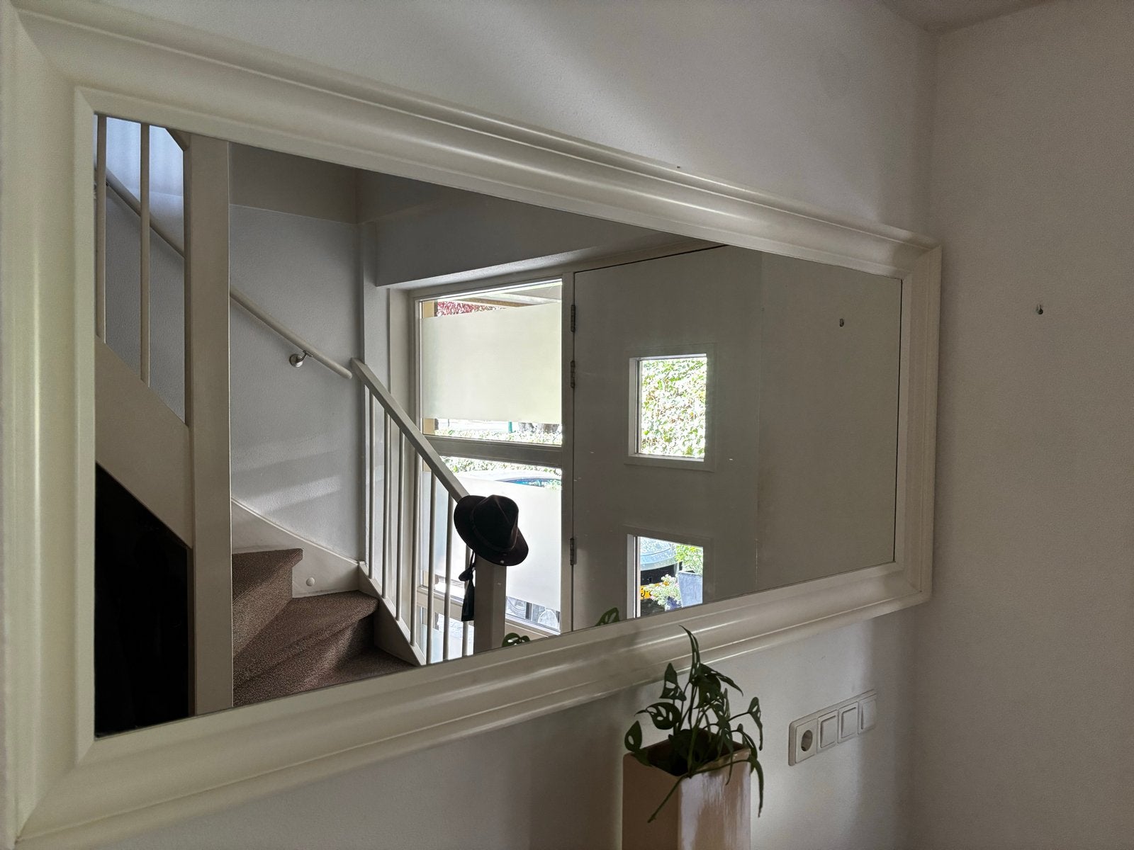 Grote rechthoekige spiegel met witte lijst (Hemnes IKEA), Ophalen, Gebruikt, Rechthoekig
