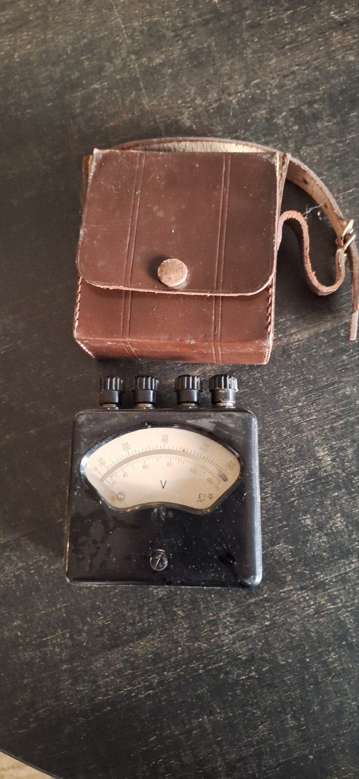 Antieke Voltmeter in Leren Etui - Vintage Meetinstrument, Ophalen of Verzenden