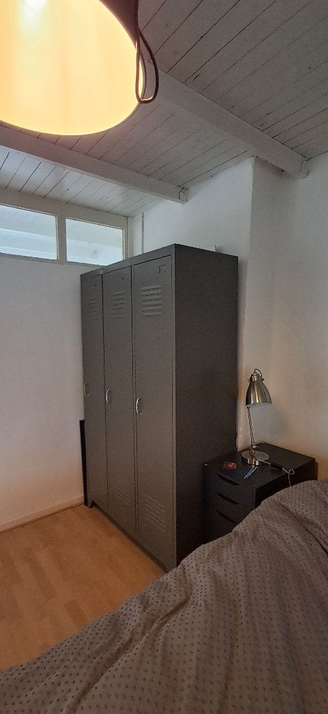 Metalen Lockerkast 3-deurs grijs antraciet, Ophalen, Gebruikt, Retro