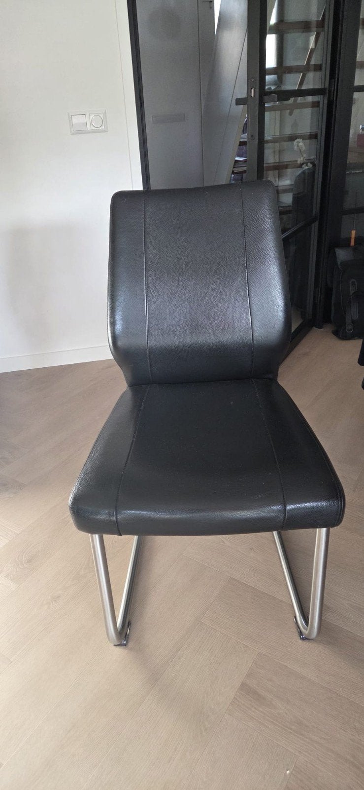 Henders & Hazel eetkamerstoelen zwart leder, Ophalen, Gebruikt, Zwart, Leer