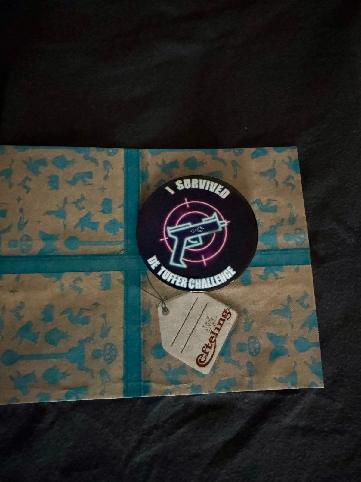 Efteling Button 'I Survived De Tuffer Challenge', Verzamelen, Efteling, Ophalen, Zo goed als nieuw, Button of Speldje
