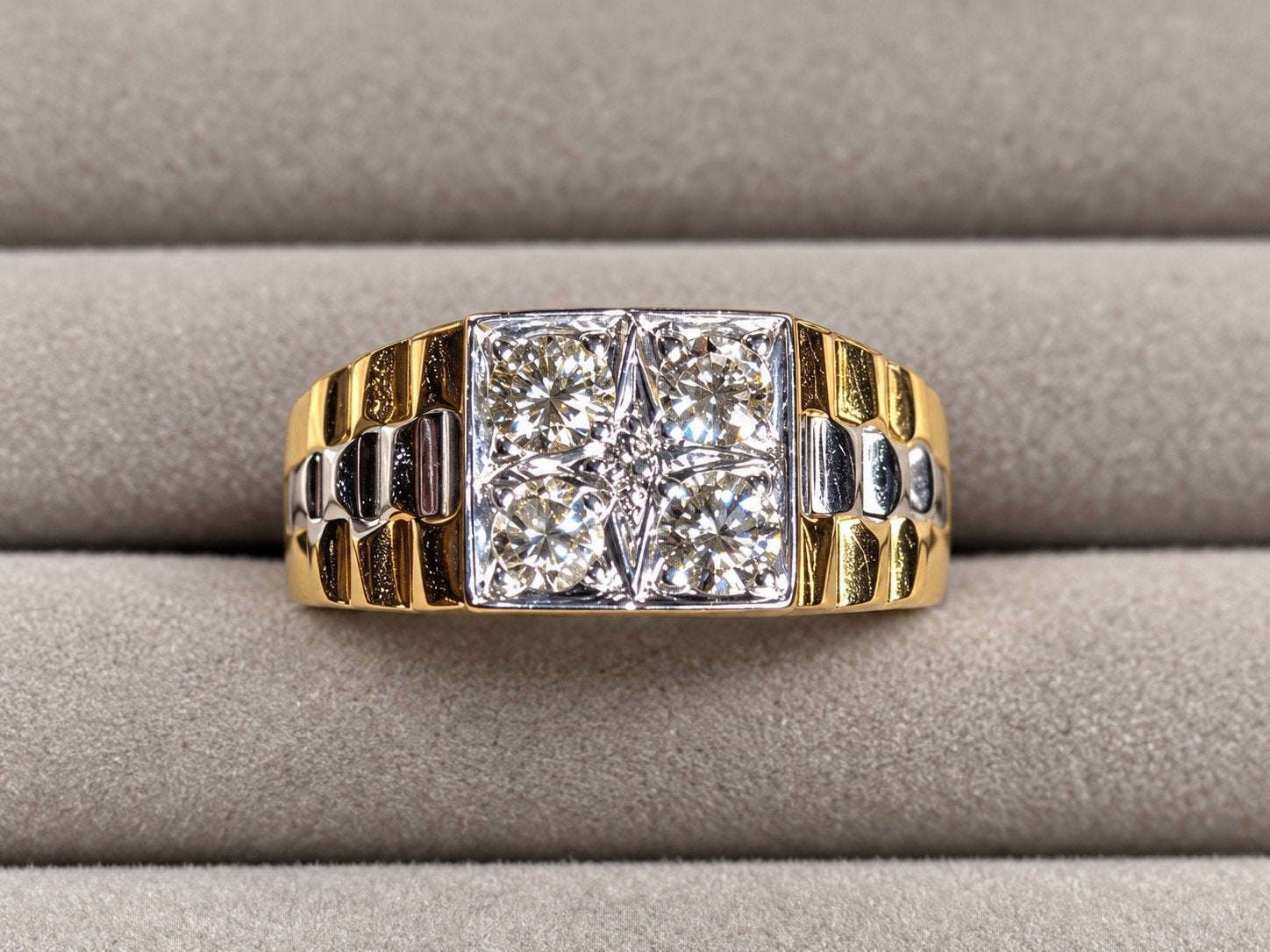 Gouden herenring met diamanten, Ophalen, Gebruikt, 19 tot 20, Heer
