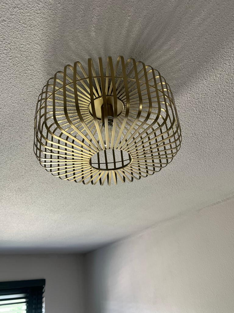 Gouden metalen plafondlamp - Modern design, Huis en Inrichting, Lampen | Plafondlampen, Zo goed als nieuw, Metaal, Ophalen of Verzenden