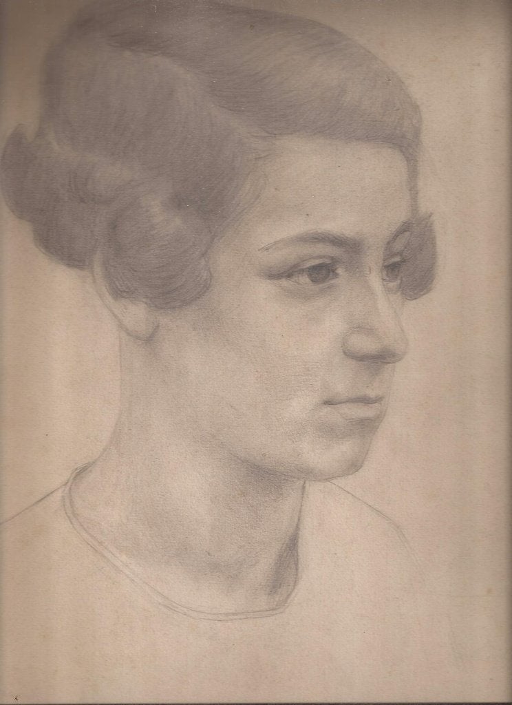 Portret Vrouw Potlood tekening 20er jaren, Ophalen of Verzenden, Tekening, Potloodtekening, Handgemaakt