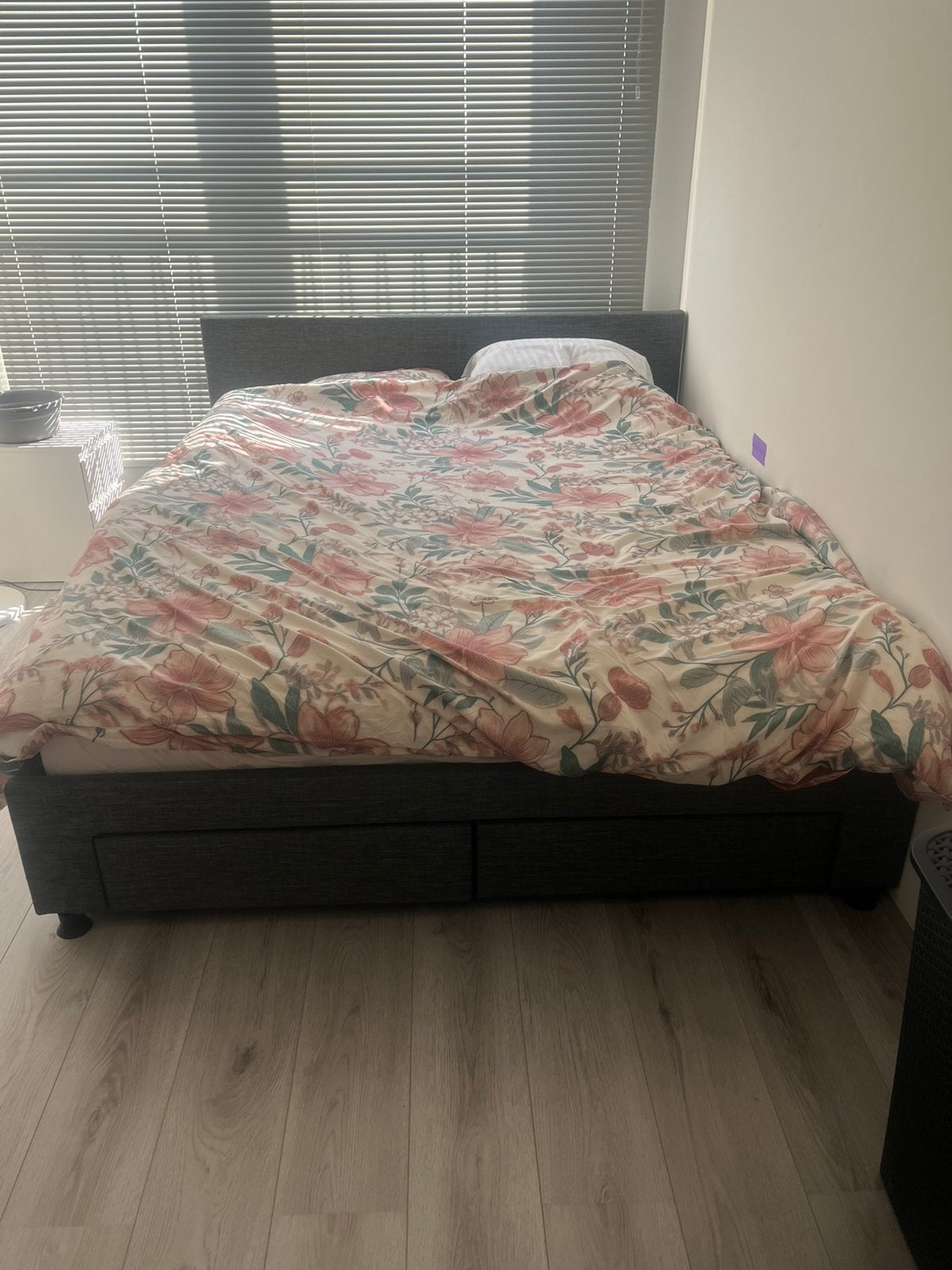 Bed frame 160x200, Ophalen, Wit, Tweepersoons, 160 cm