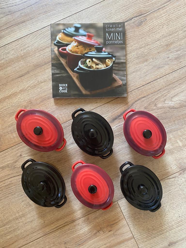 Mini pannetjes ovenschaaltjes set – 6 stuks + receptenboekje, Ophalen of Verzenden, Nieuw, Overige materialen, Pannenset