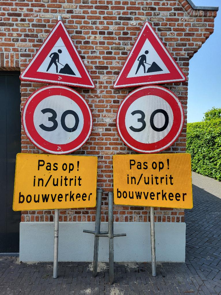 Officiële RVV verkeersborden bouwplaats - 2 stuks, Ophalen, Gebruikt