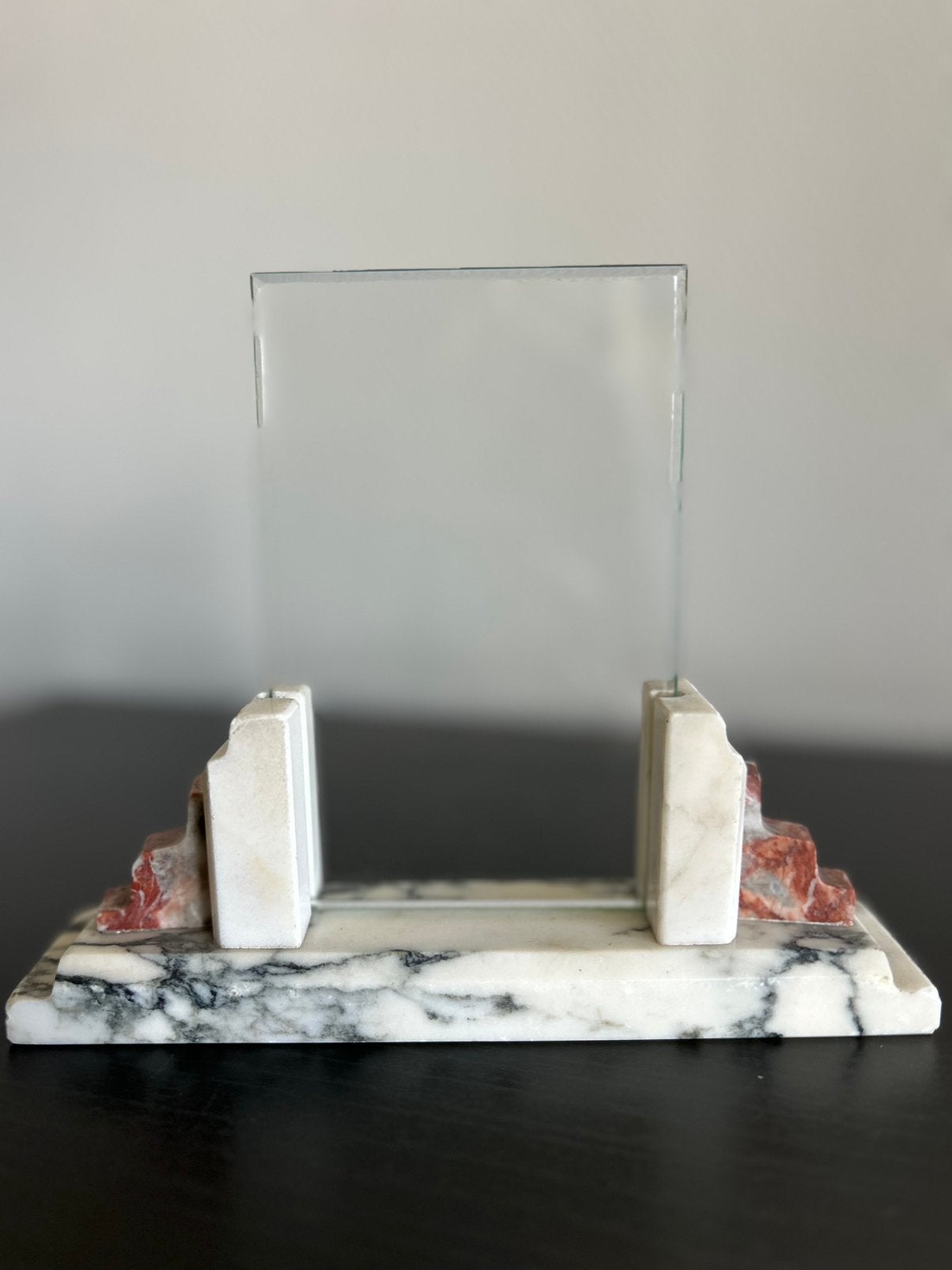Vintage marmeren fotolijst met facetglas – Art Deco stijl, Gebruikt, Overige typen, Ophalen of Verzenden, Meerkleurig