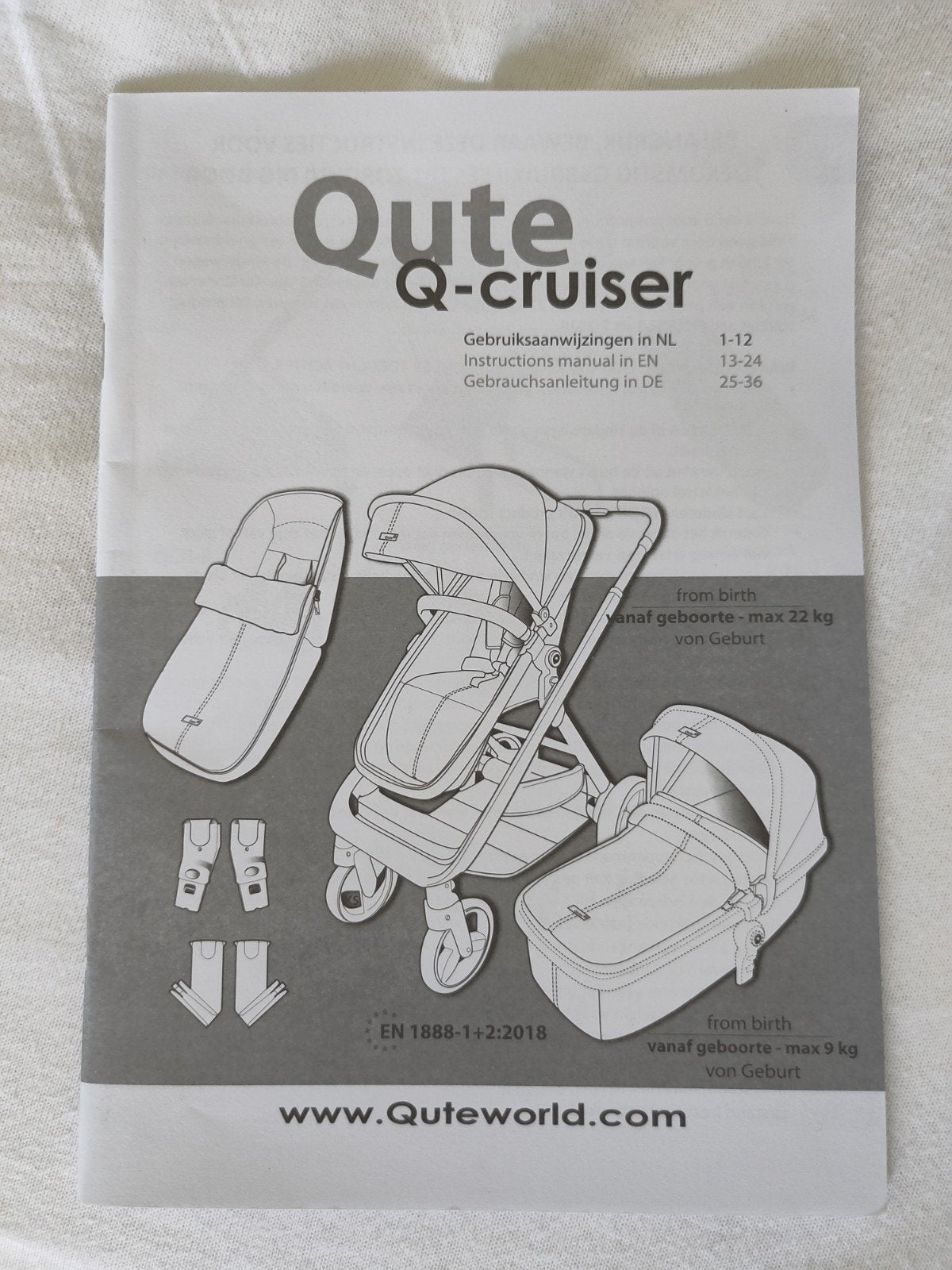Jeans-groene Qute Q-cruiser kinderwagen incl. accessoires, Ophalen, Gebruikt, Overige merken