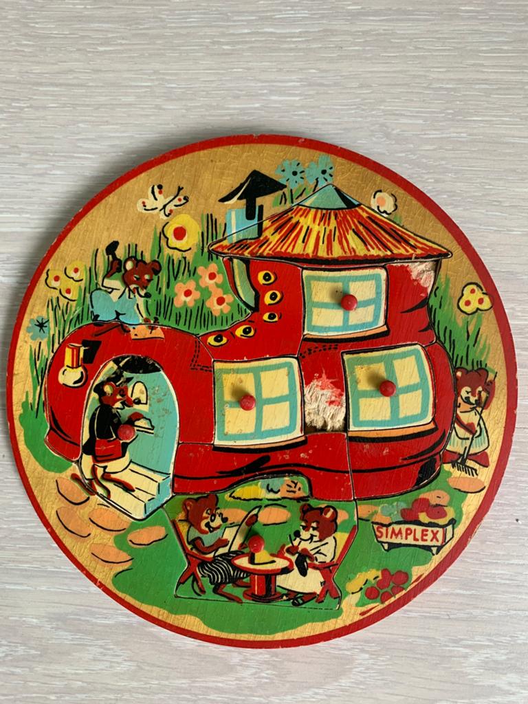 Houten vintage puzzel, Kinderen en Baby's, Speelgoed | Kinderpuzzels, Ophalen of Verzenden, 10 tot 50 stukjes, Gebruikt
