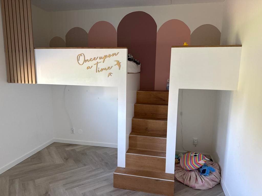 Zelfgemaakt kinderbed 80x160 - zelf demonteren, Huis en Inrichting, Slaapkamer | Bedden, Ophalen, Eenpersoons, Wit, 190 cm of minder
