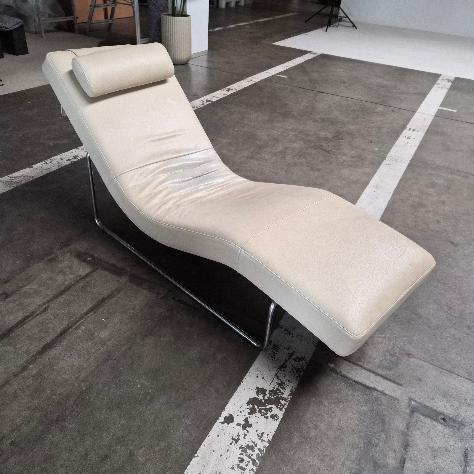 Rolf Benz Chaise longue, daybed. Wit leer., Ophalen, Gebruikt, Eenpersoons, Minder dan 75 cm