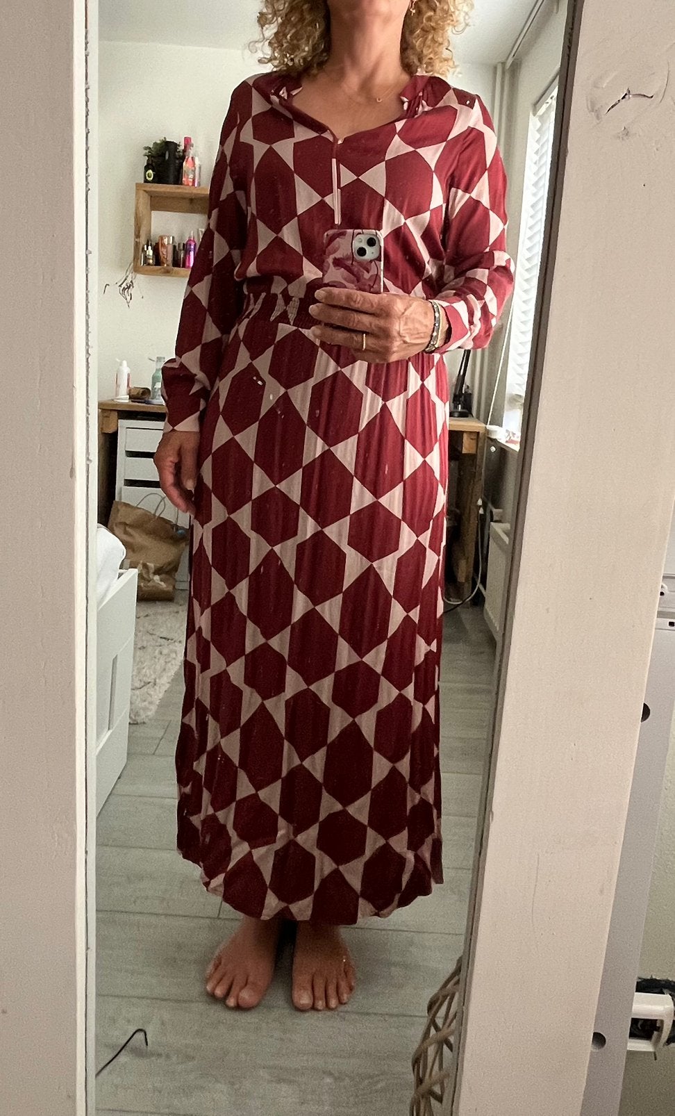 Lange jurk Studio Anneloes, Ophalen of Verzenden, Zo goed als nieuw, Rood, Onder de knie