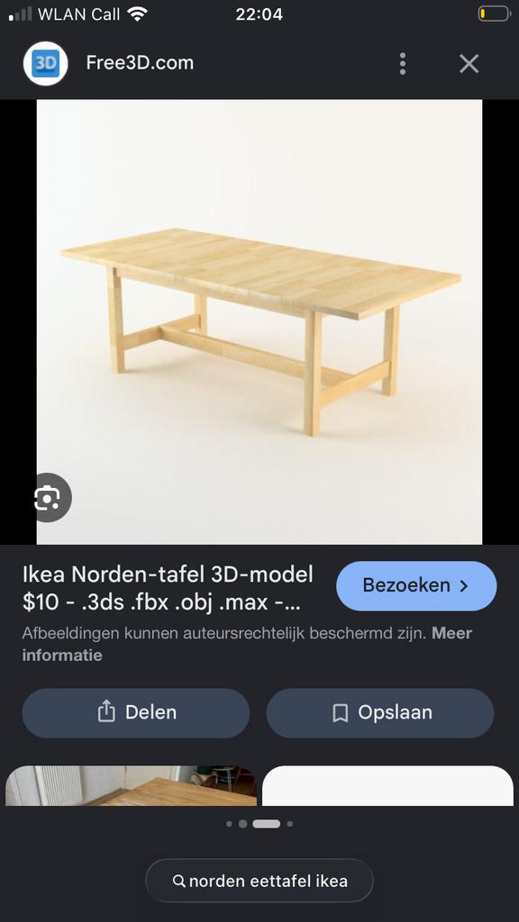 Ikea Norden eettafel, Huis en Inrichting, Ophalen, Gebruikt, 75 cm of meer, 200 cm of meer