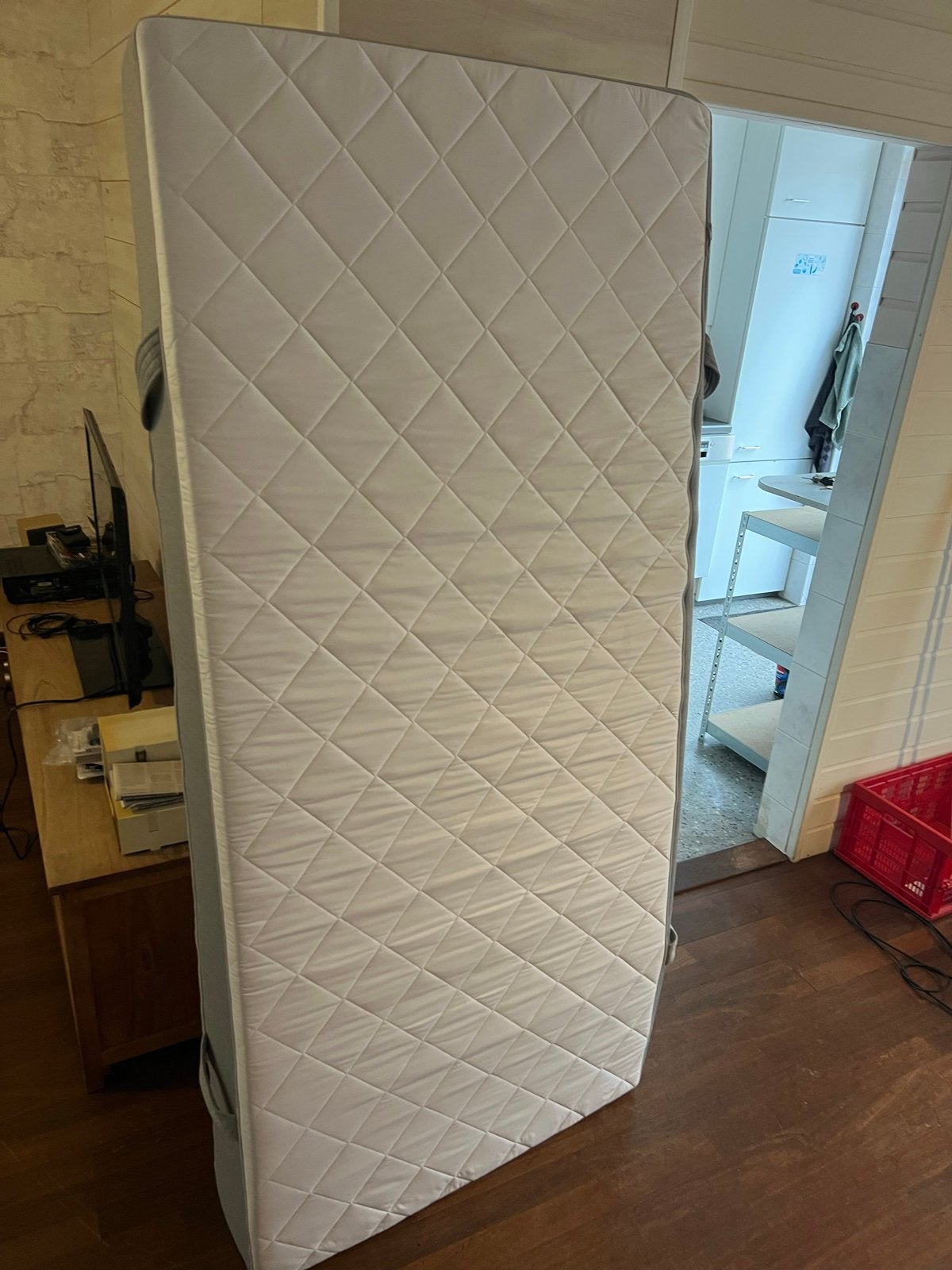 Eenpersoonsbed met lattenbodem en matras, 85 tot 100 cm, Gebruikt, 180 cm of meer, Ophalen