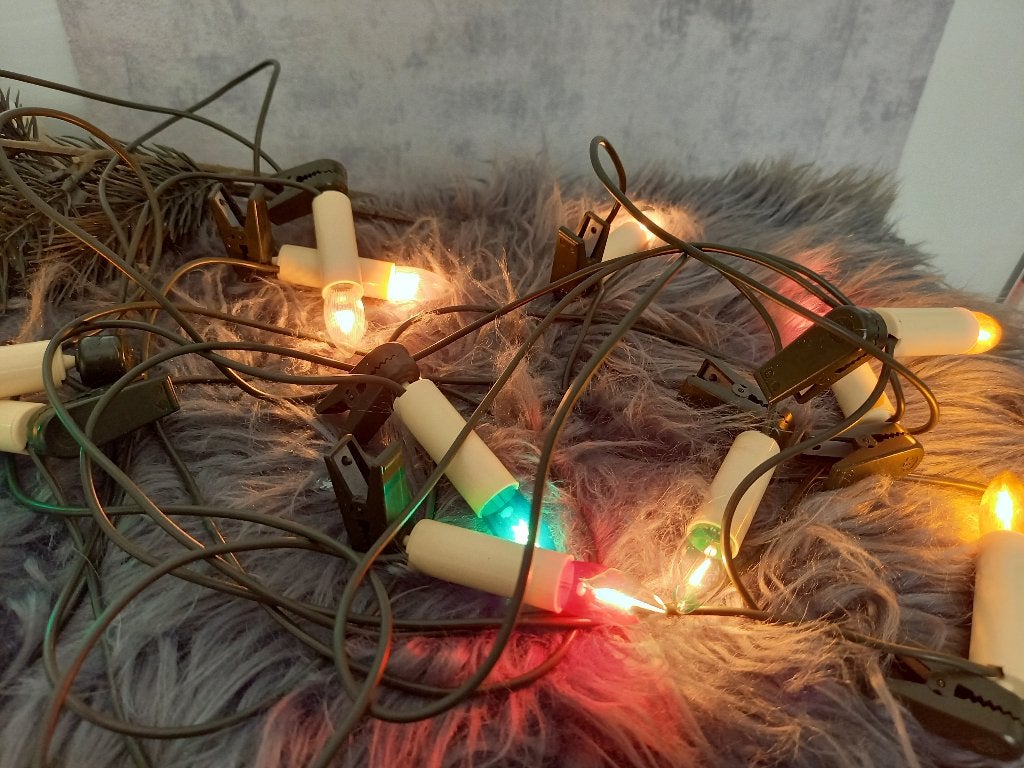 2 Strengen Vintage Gekleurde Kerstverlichting Philips, Diversen, Kerst, Gebruikt, Onbekend, Ophalen of Verzenden, Onbekend