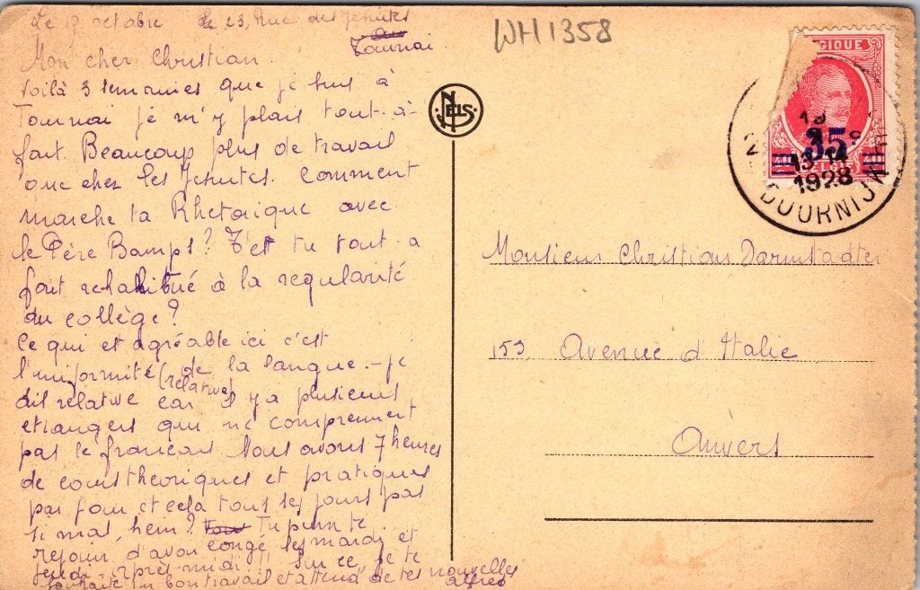 Tournai Doornik België - 12 antieke postkaarten III, Ophalen of Verzenden, 1920 tot 1940, Gelopen, Henegouwen
