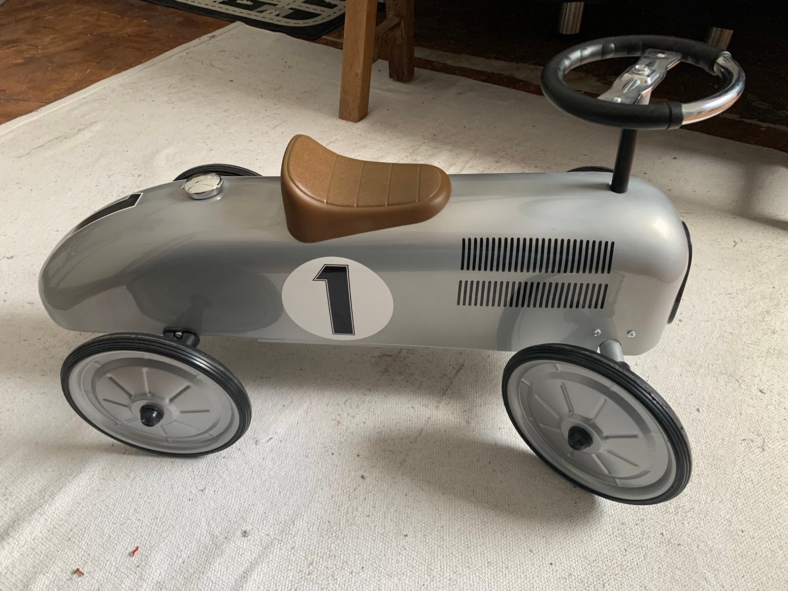 Retro loopauto zilver, Ophalen