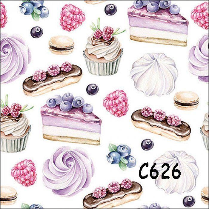 Servetten decoupage/bullet journal * gebakjes C626, Verzenden, Nieuw
