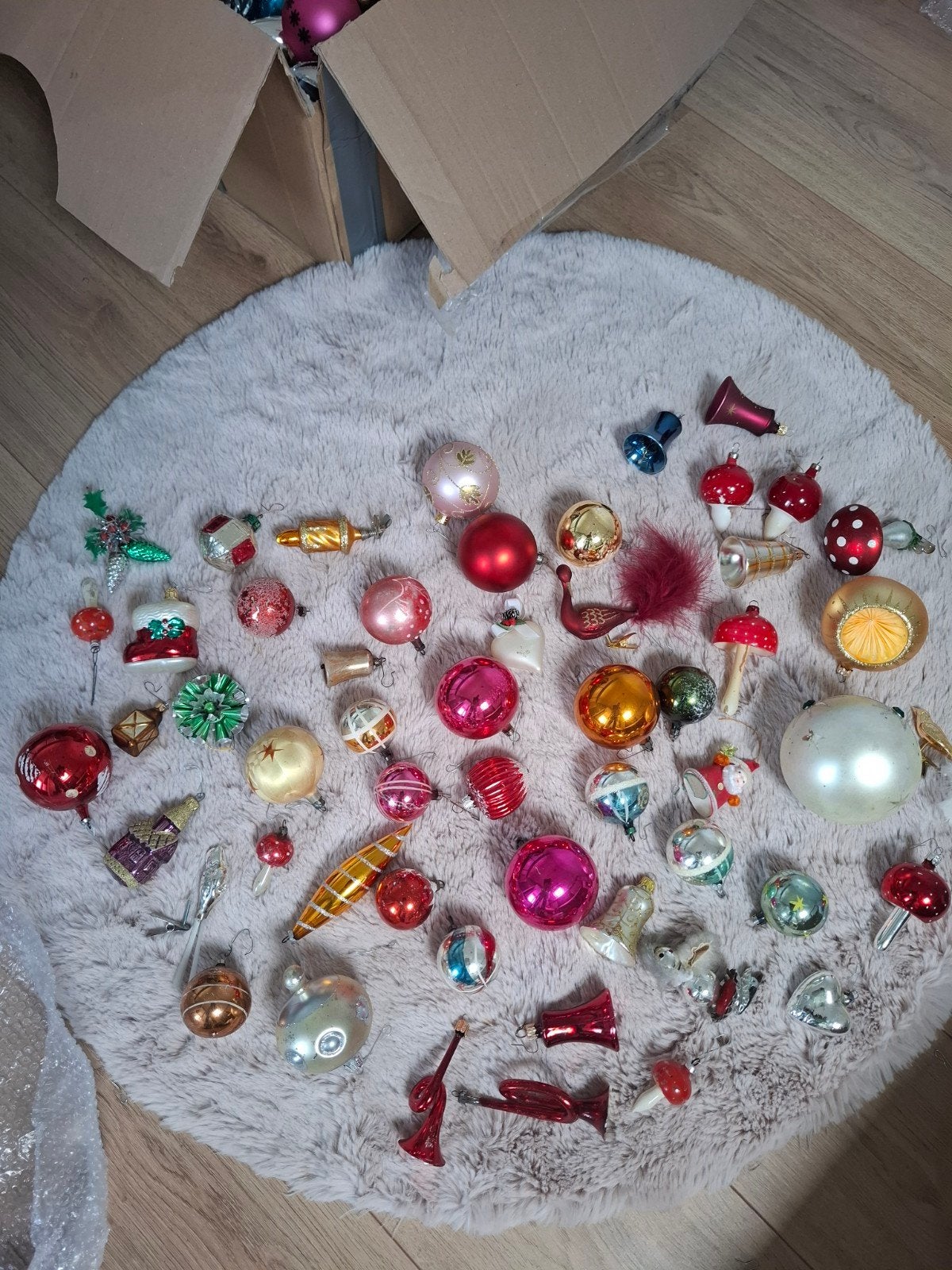 partij vintage bonte kerstballen en ornamenten, Diversen, Ophalen, Gebruikt