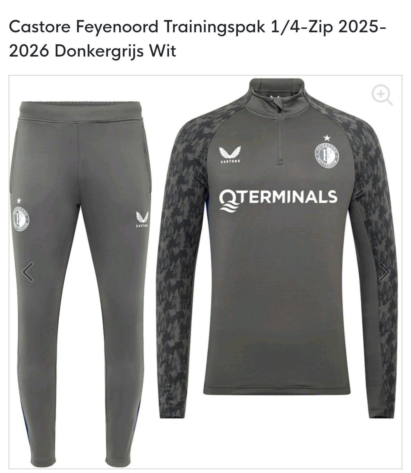 NIEUW IN VERPAKING Feyenoord Trainingspak 1/4-Zip 2025-2026, Nieuw, Ophalen of Verzenden, Voetbal, Grijs