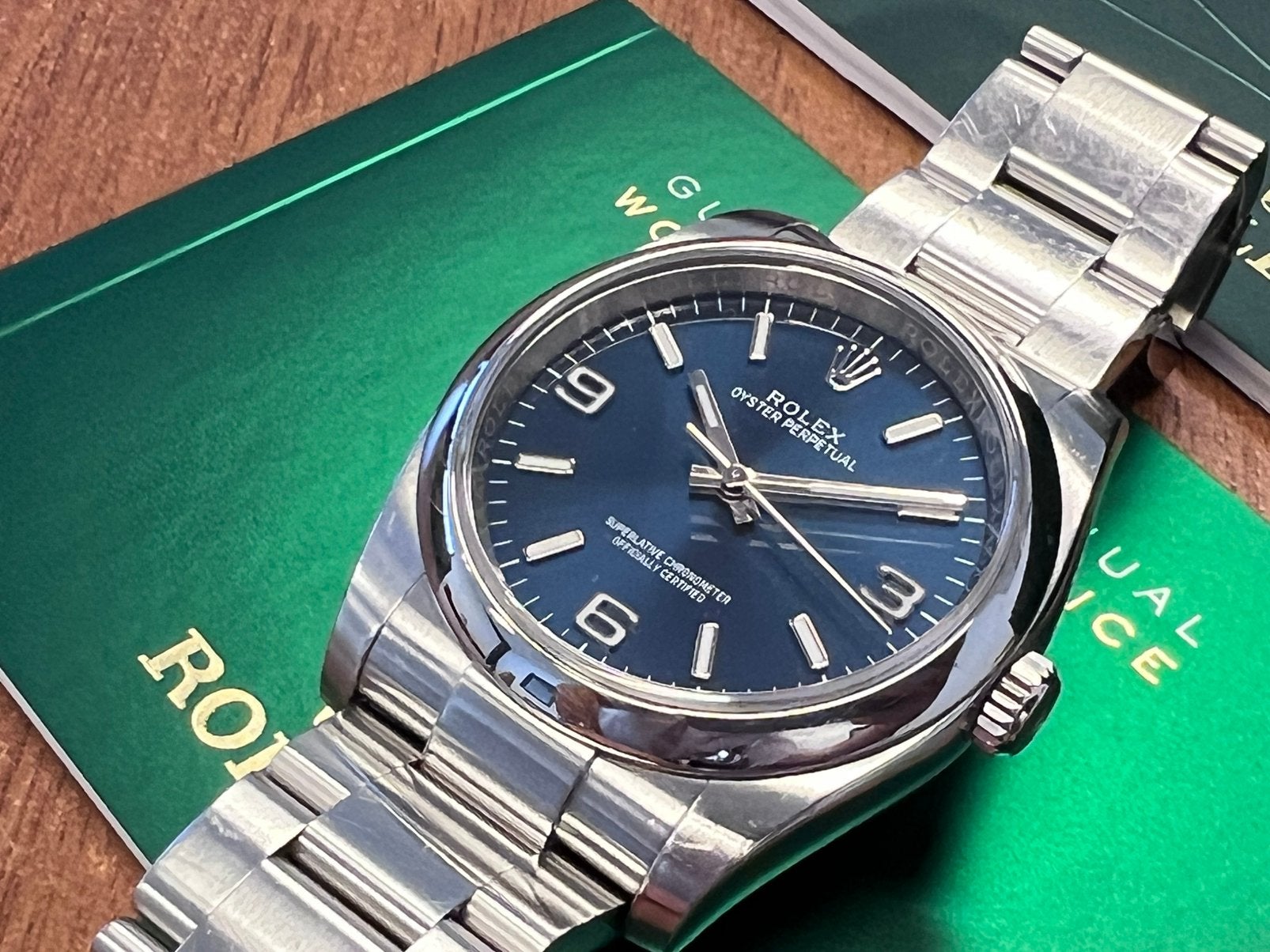 Rolex Oyster Perpetual 36 Blue 2016 Full Set 116000, Ophalen, Staal, Polshorloge, Zo goed als nieuw