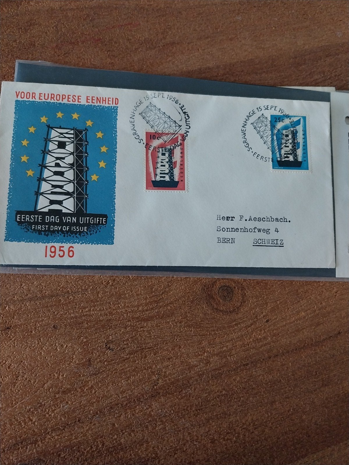 Nederlandse gelopen FDC E27 Europazegels 1956 CW 50,00., Ophalen of Verzenden, Nederland