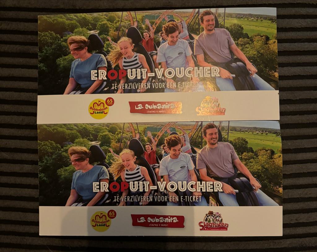 Vouchers voor tickets Slagharen of Bobbejaanland, Twee personen, Ticket of Toegangskaart