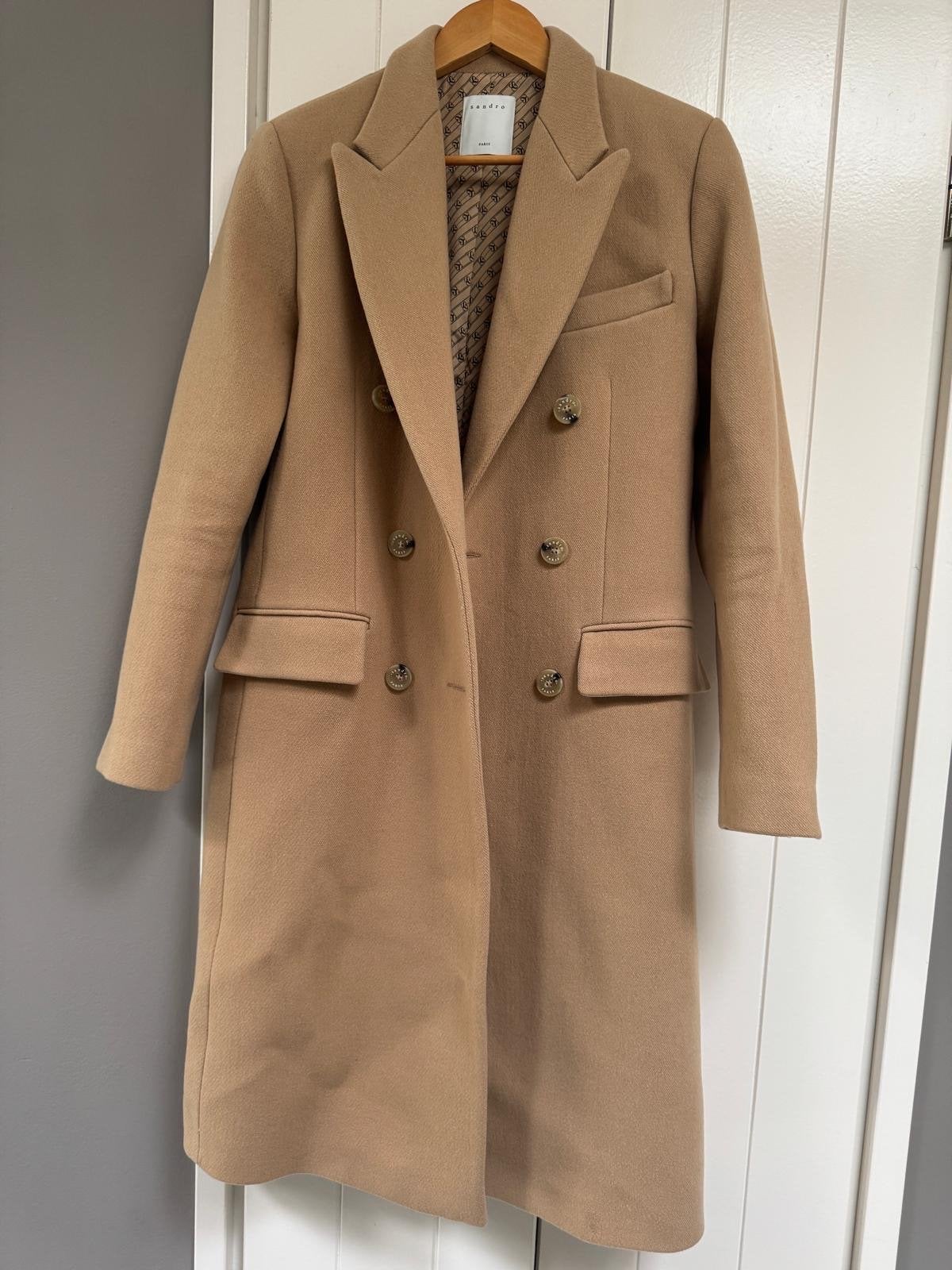 Sandro Paris camel jas maat 36/S, Ophalen of Verzenden, Zo goed als nieuw, Maat 36 (S), Beige
