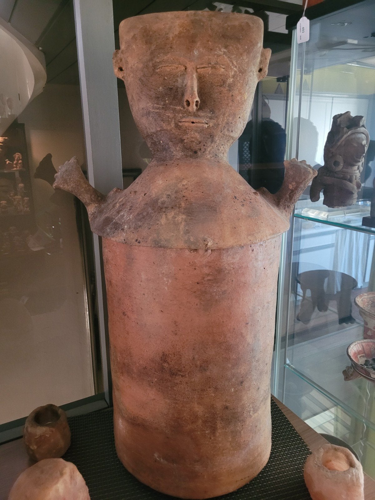 Topstuk Pre-Columbian Tamalameque urn 76cm, Steen/keramiek, Bruin, Handgemaakt, Overige herkomsten