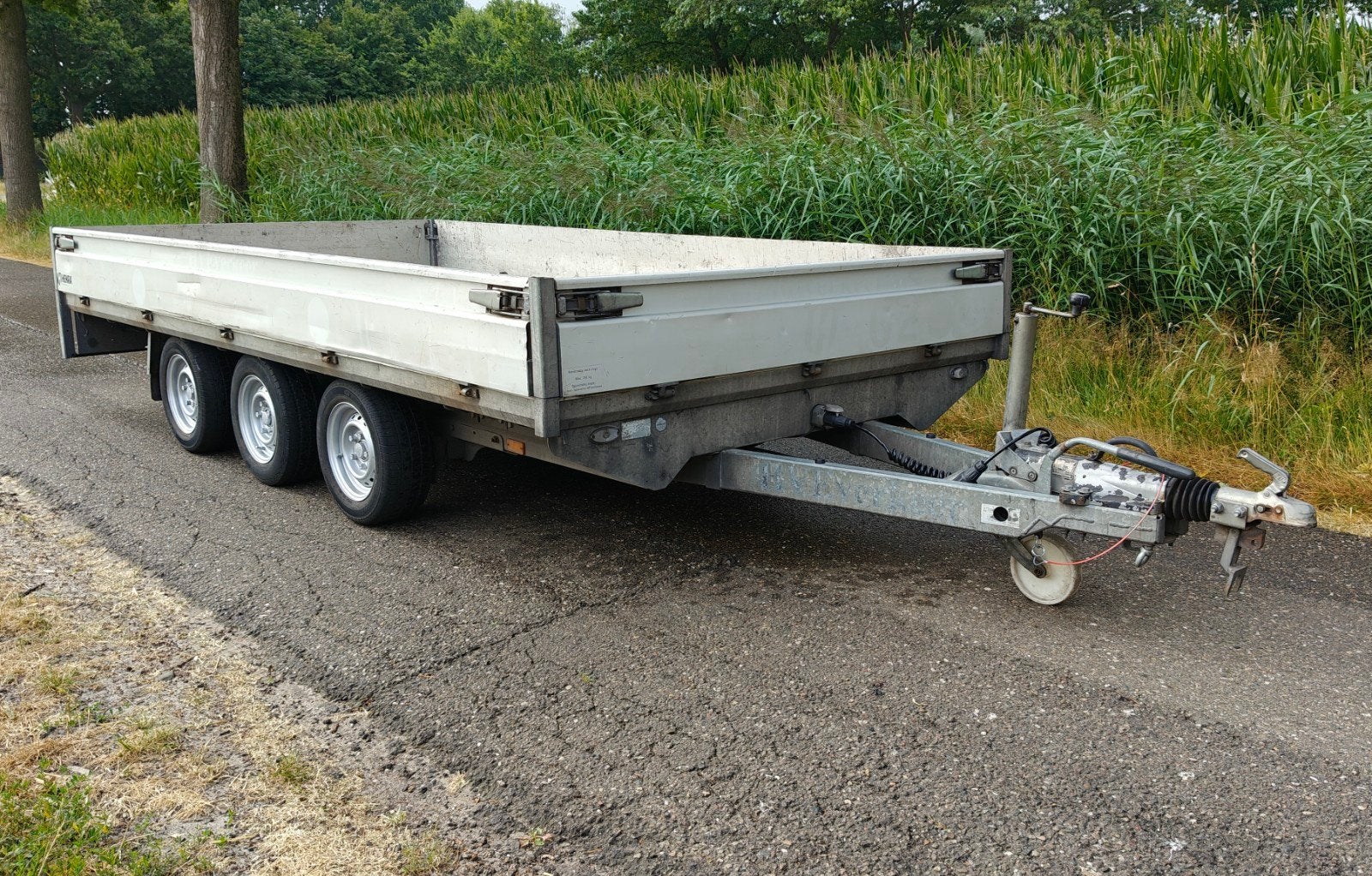 Henra tridem 3-asser 3500kg 400x200 plateauwagen aanhanger, Ophalen, Gebruikt, ., Henra