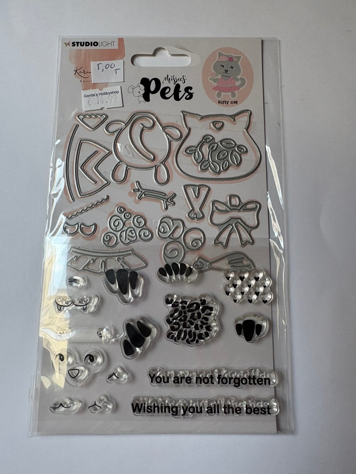 Studio light - snijmal / stempel karin joan pets kitty cat, Hobby en Vrije tijd, Kaarten | Zelf maken, Ophalen of Verzenden, Zo goed als nieuw